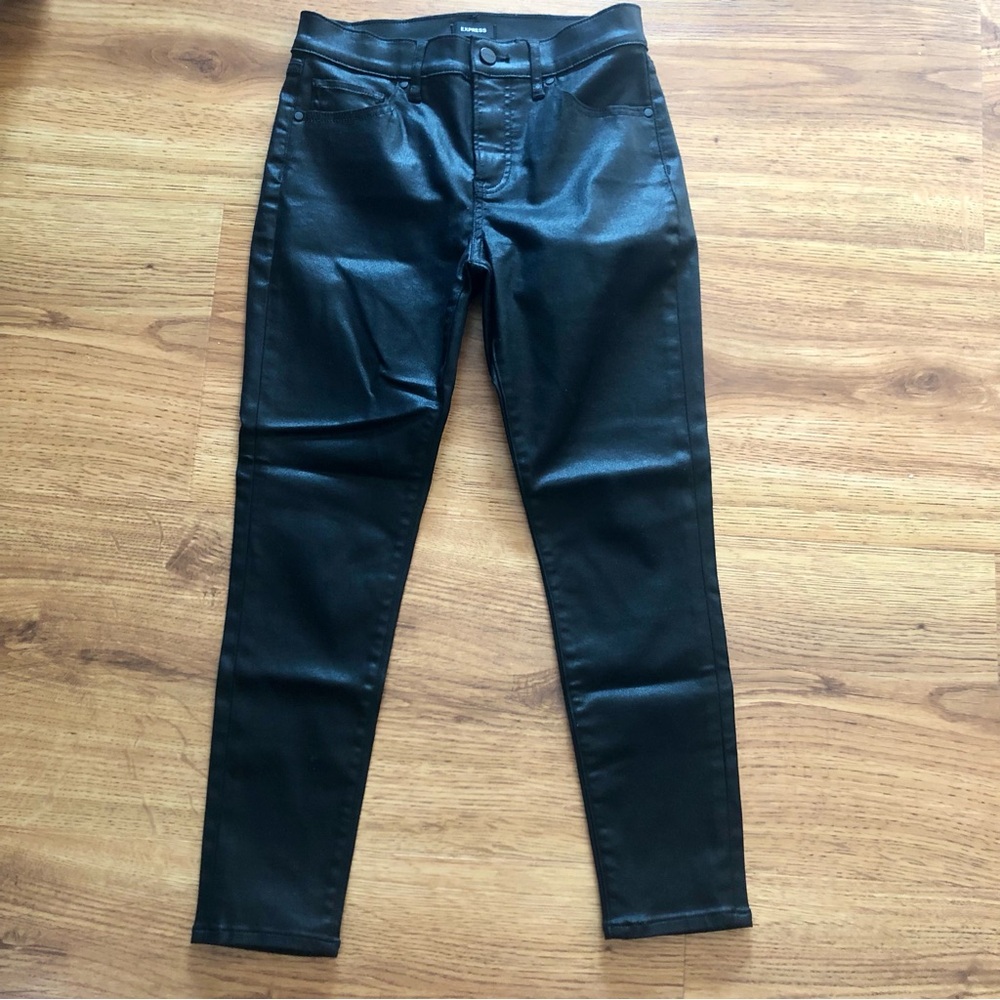Express Black Shimmer Mid Rise Skinny 2S